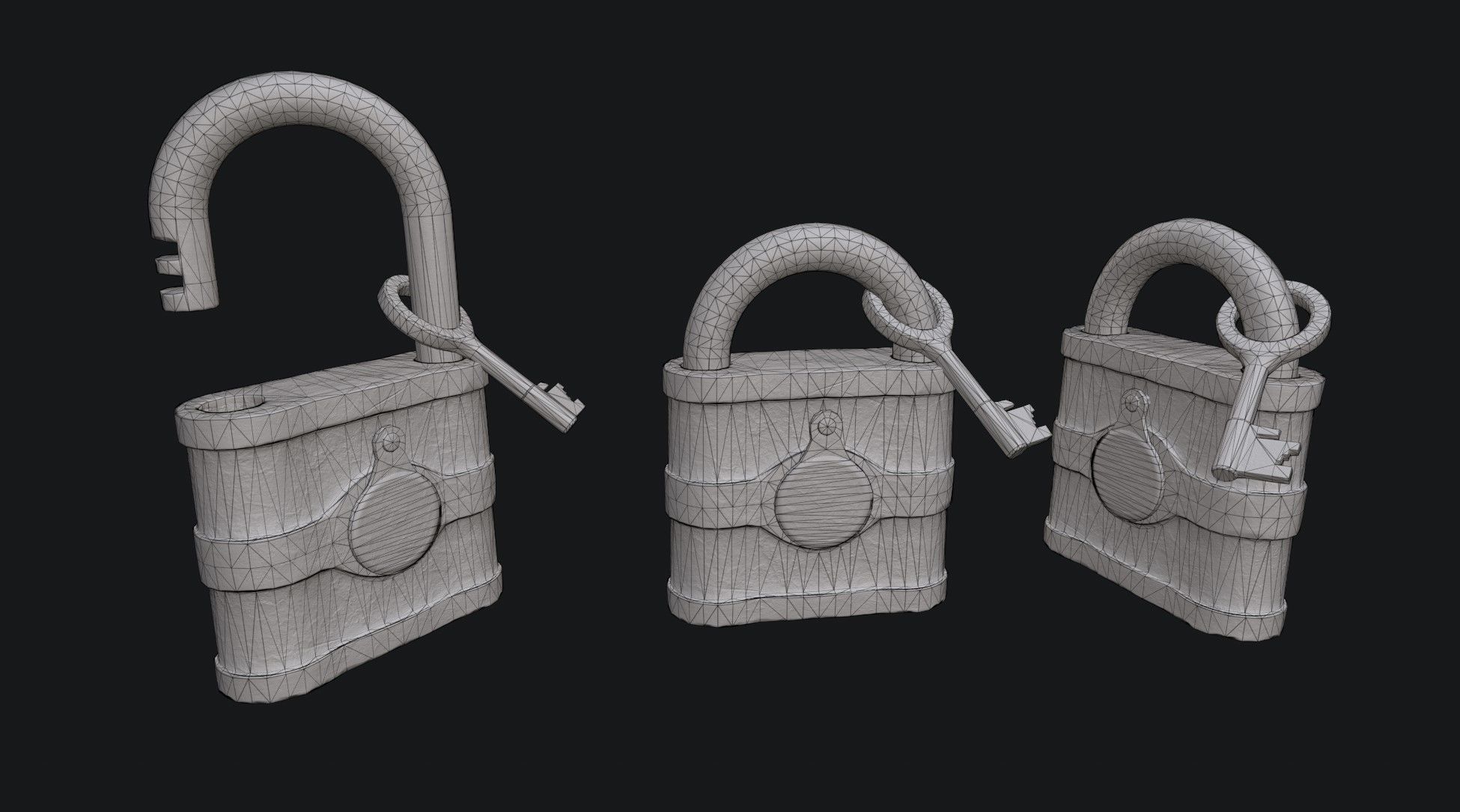 Old painted Padlock 2  Low-poly 3D model_7