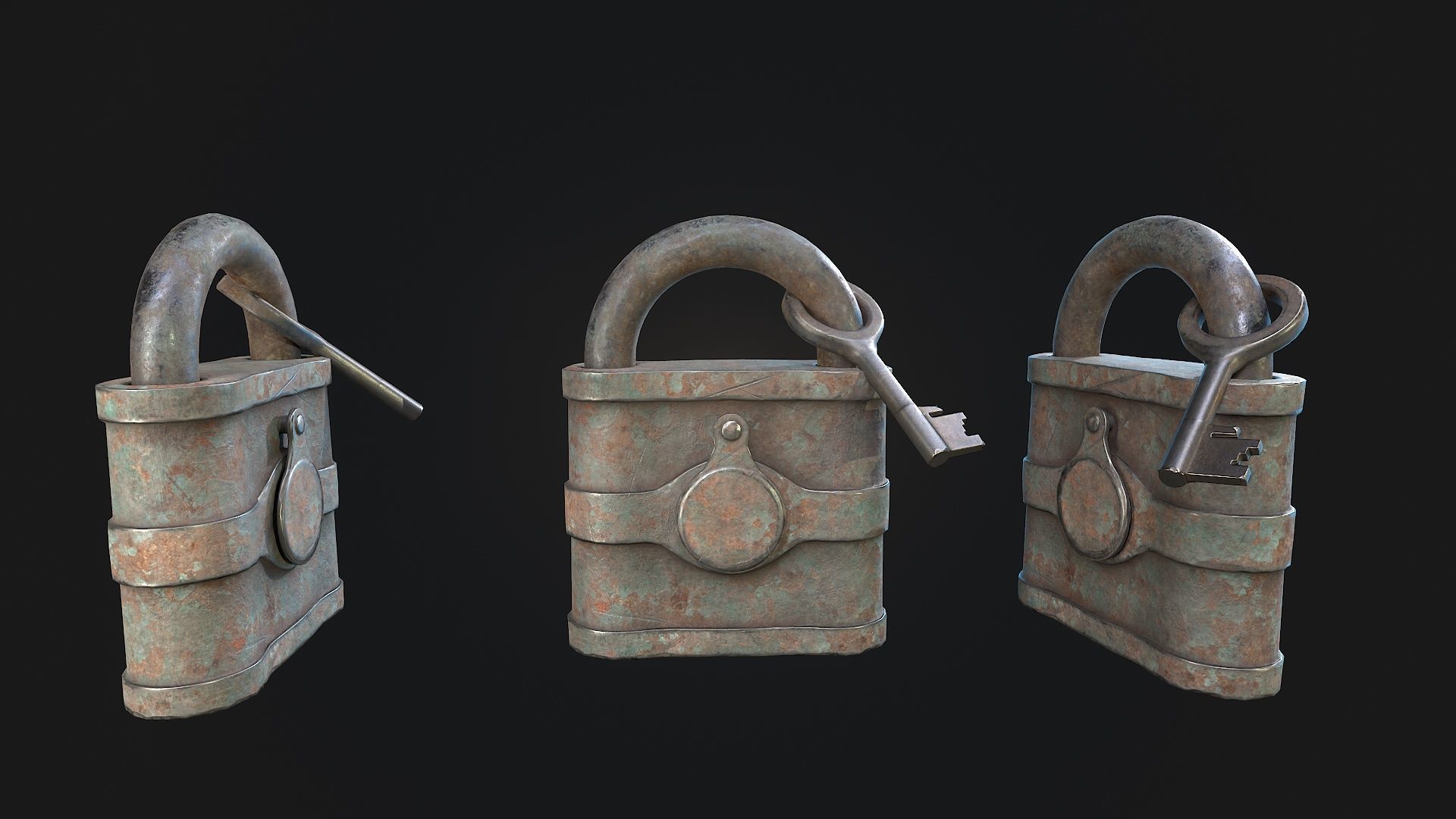 Old painted Padlock 2  Low-poly 3D model_5