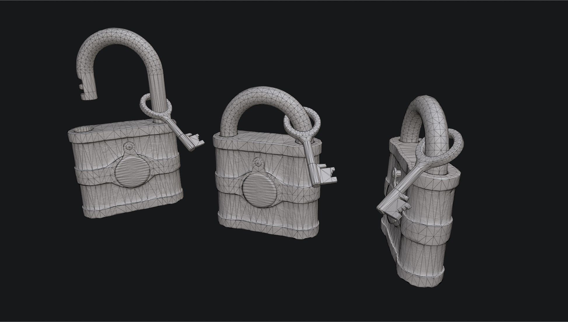 Old painted Padlock 2  Low-poly 3D model_6