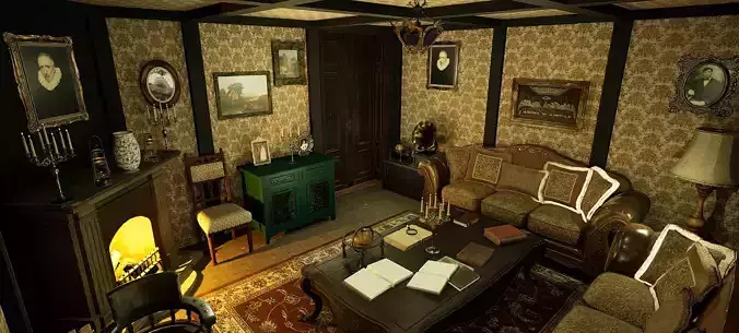 Victorian Living Room Highly Detailed