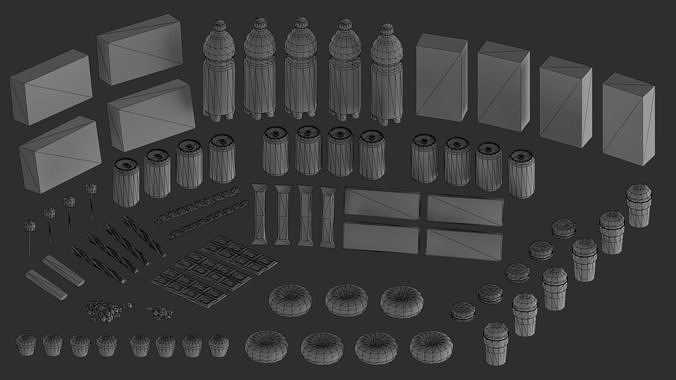 Low poly pack food Low-poly 3D model 2