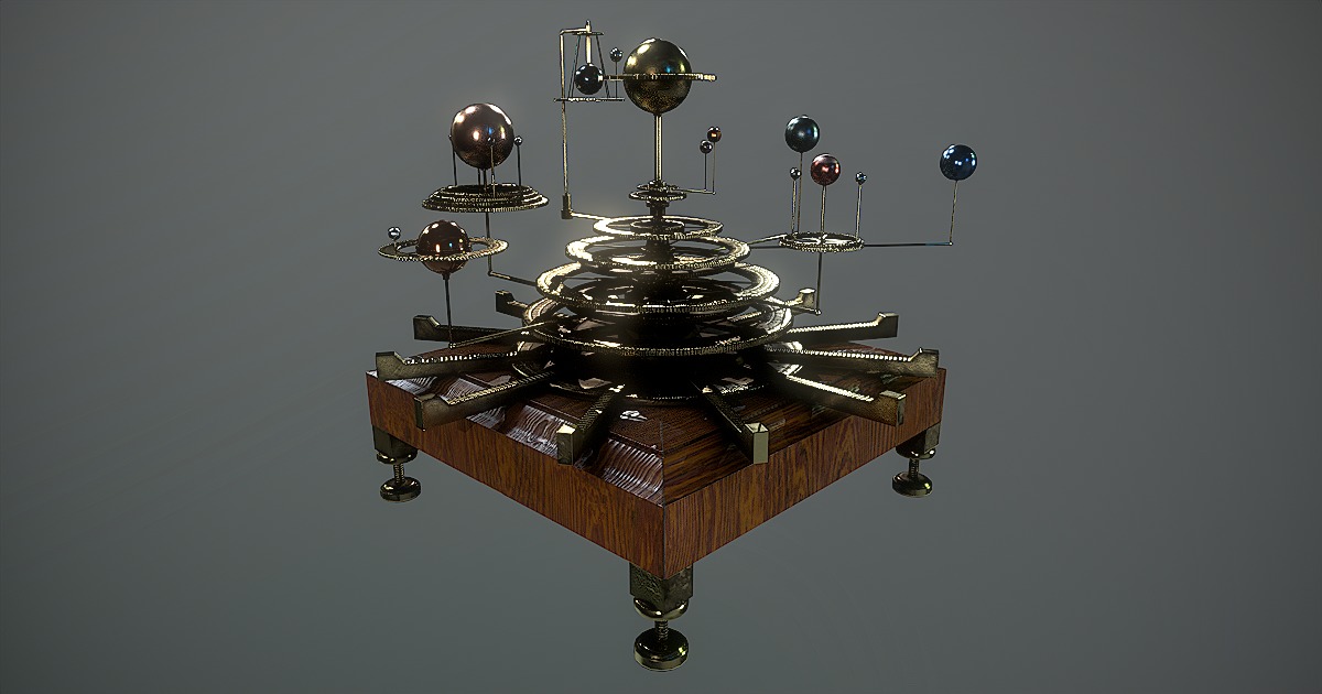 Antique Orrery Low-poly 3D model_2