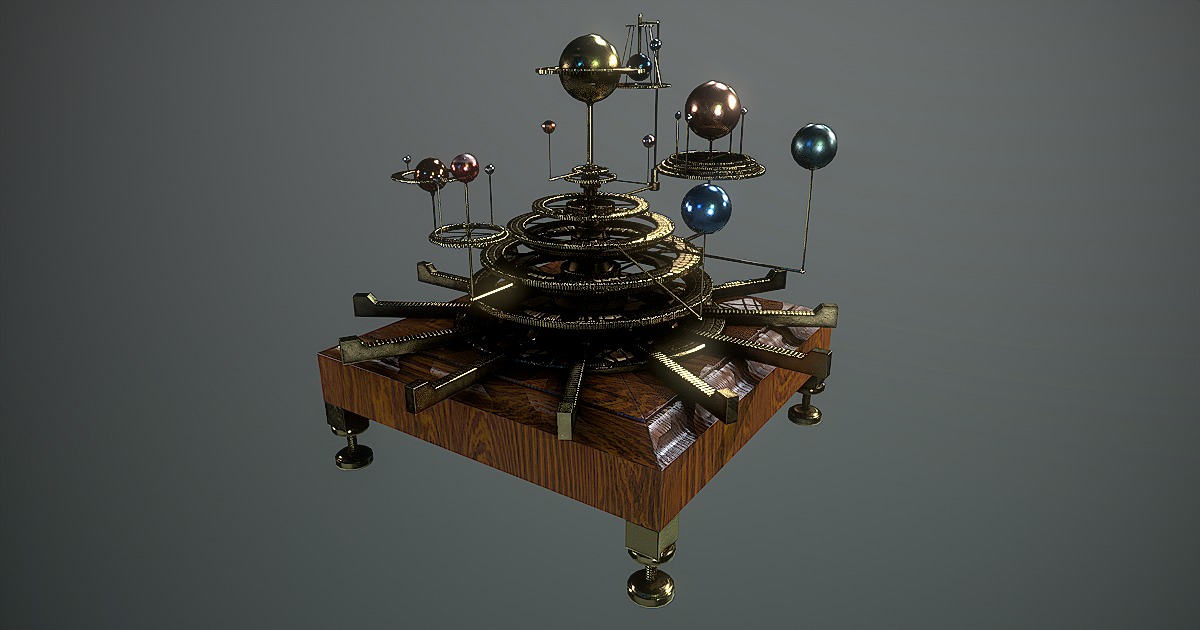 Antique Orrery Low-poly 3D model_3