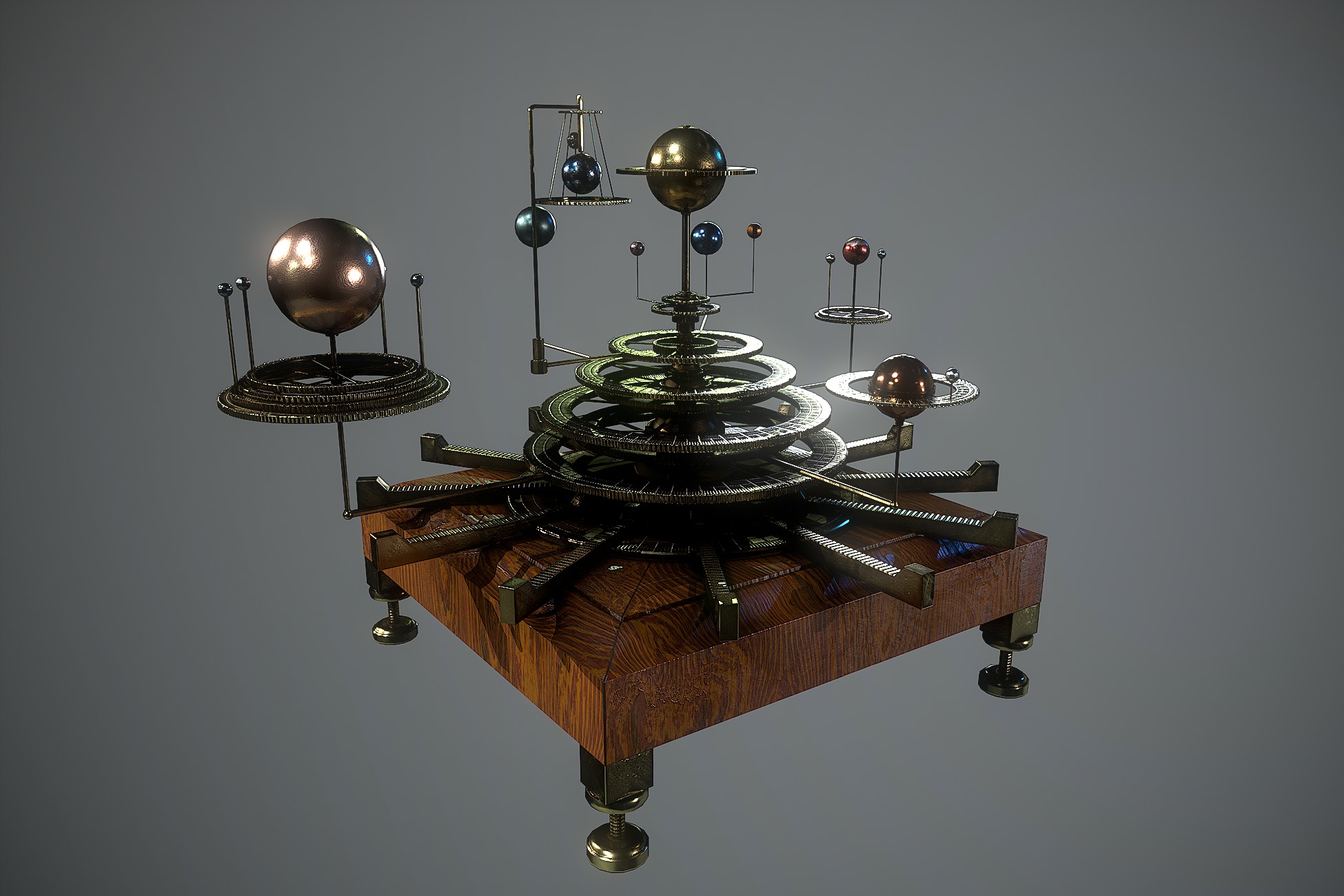 Antique Orrery Low-poly 3D model_1