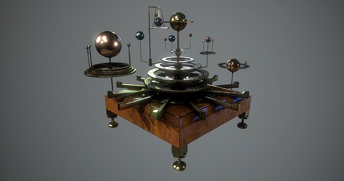 Antique Orrery Low-poly 3D model_5