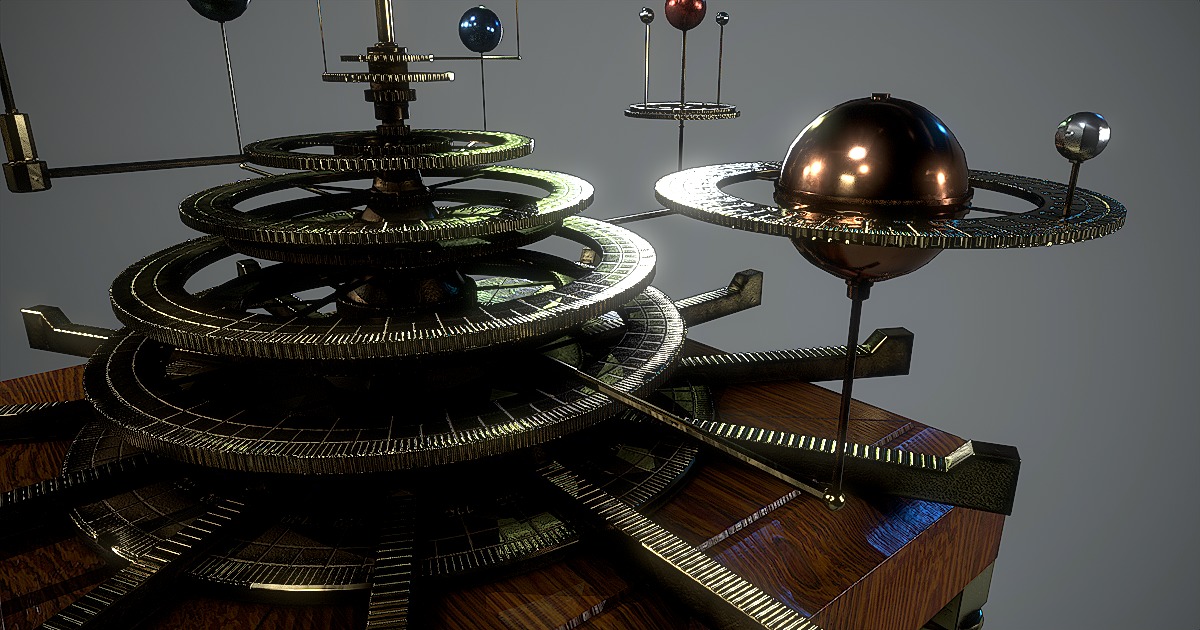 Antique Orrery Low-poly 3D model_8