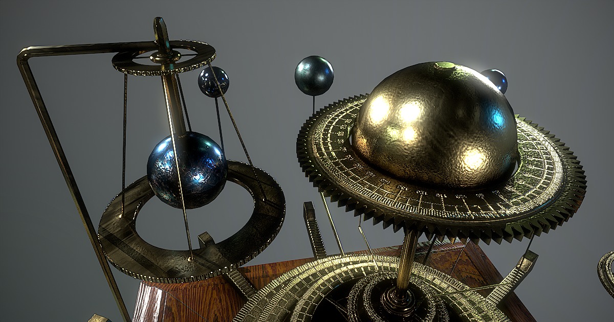 Antique Orrery Low-poly 3D model_9