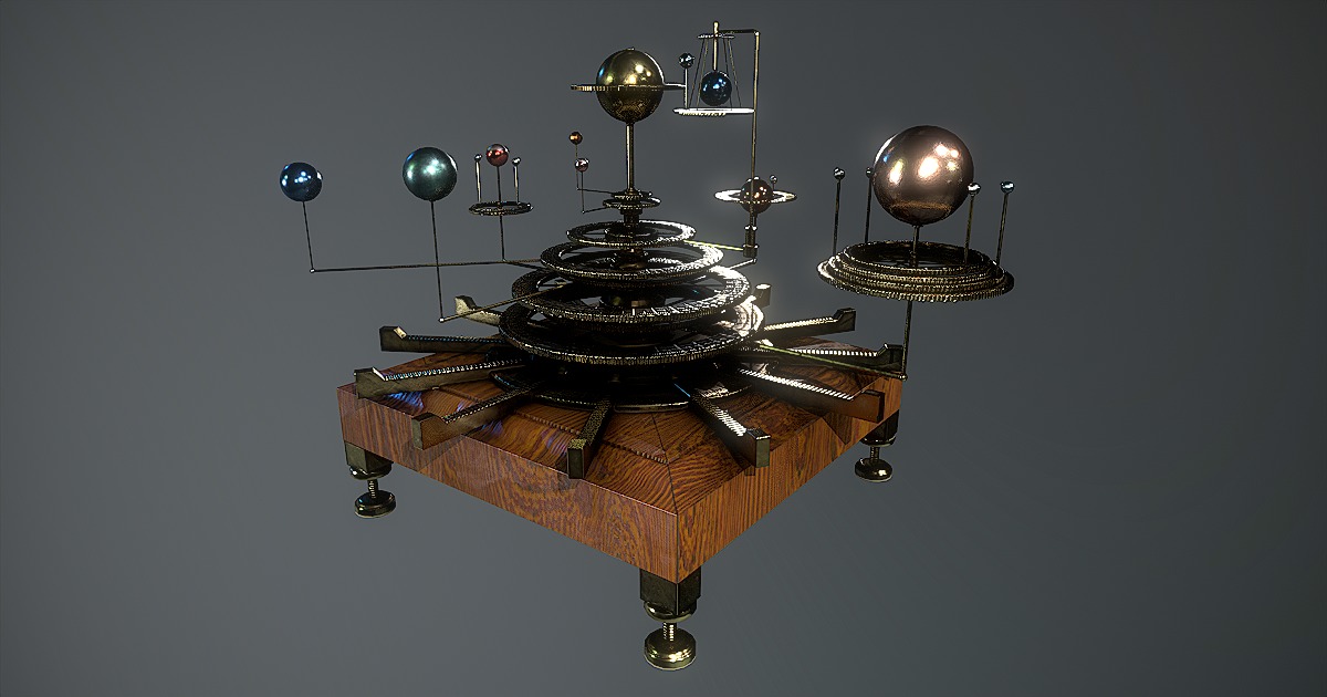 Antique Orrery Low-poly 3D model_4