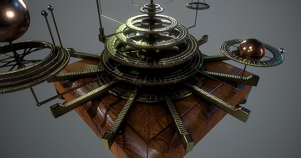 Antique Orrery Low-poly 3D model_6