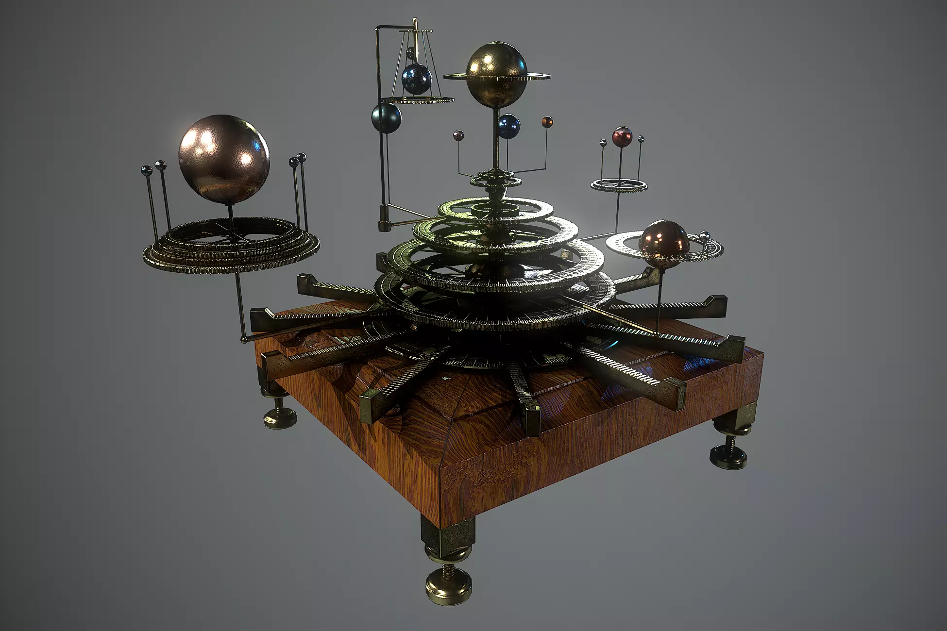 Antique Orrery Low-poly 3D model_0