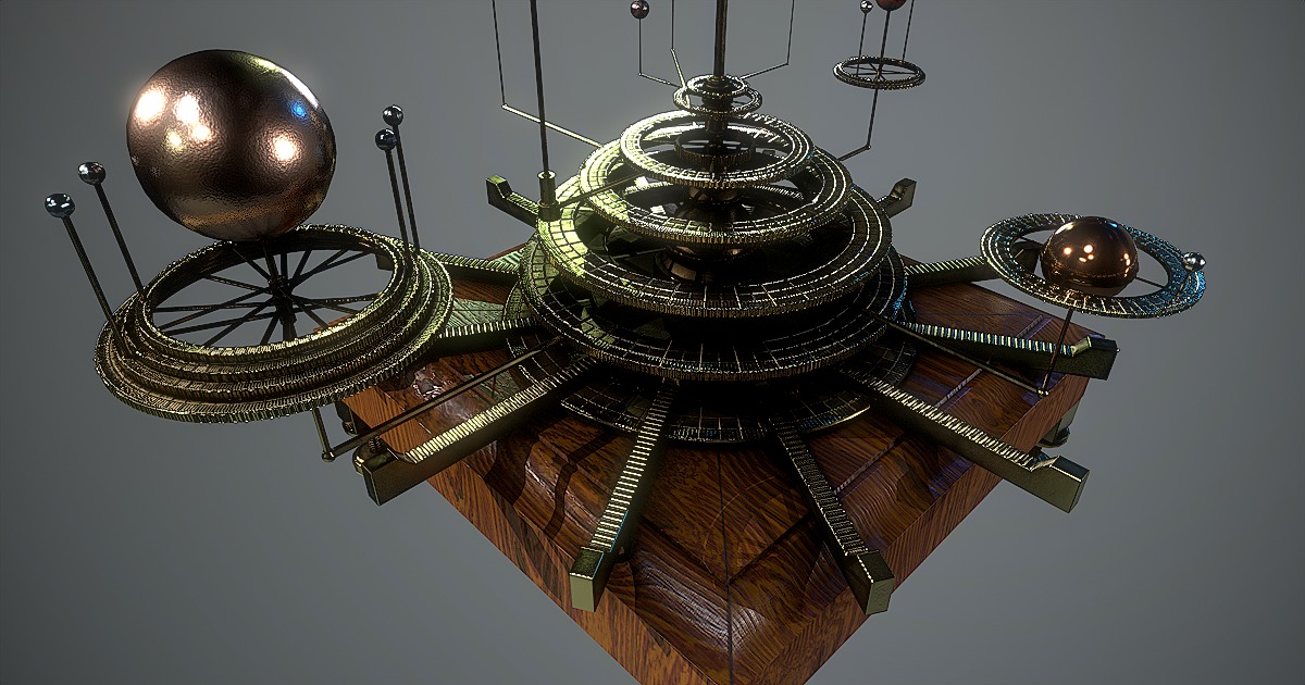 Antique Orrery Low-poly 3D model_7