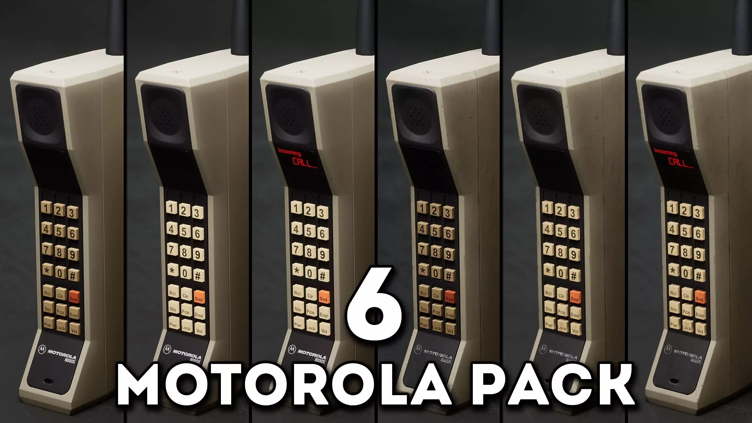 Motorola DynaTAC 8000x 6 Pack 3D Model Collection_0