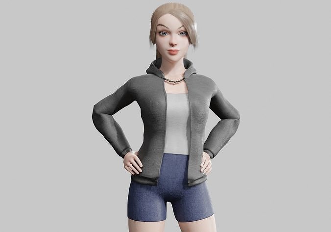 Pretty cool woman V26434  Low-poly 3D model