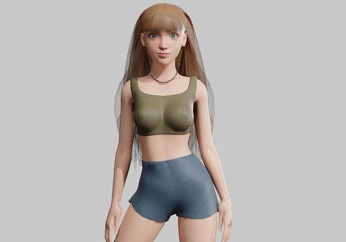 cute Basic Woman V31350  Low-poly 3D model