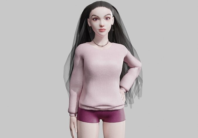cool Basic Woman V33807  Low-poly 3D model