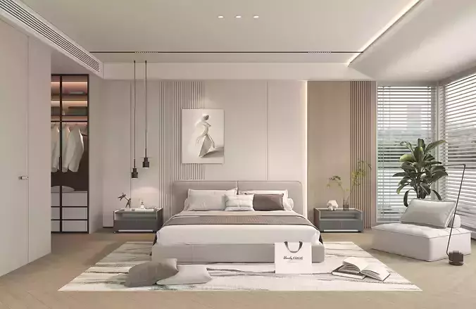 Modern Bedroom Scene 41 3D model