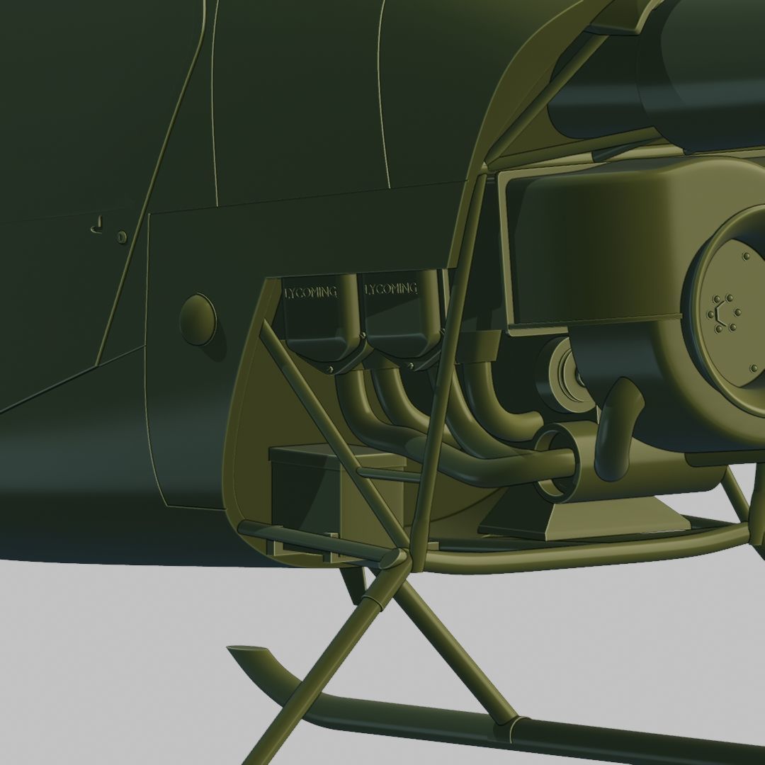 Robinson R22 ready for 3D printing - Hight Detailed 3D print model_4
