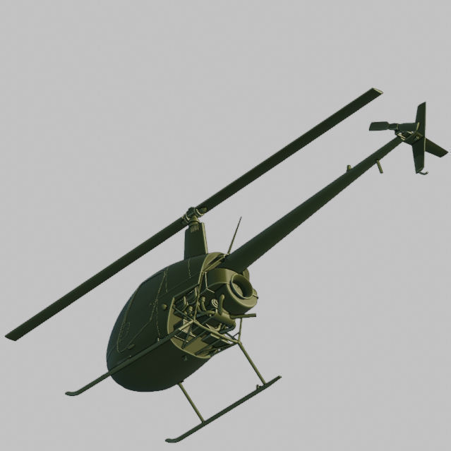 Robinson R22 ready for 3D printing - Hight Detailed 3D print model_2