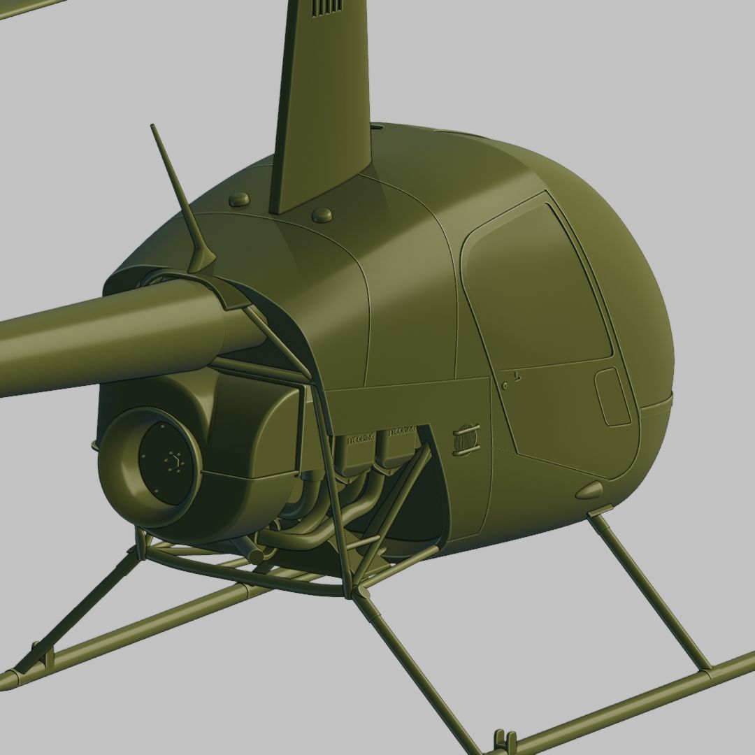 Robinson R22 ready for 3D printing - Hight Detailed 3D print model_7