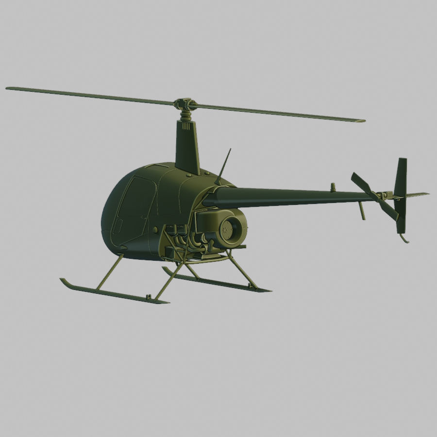 Robinson R22 ready for 3D printing - Hight Detailed 3D print model_1