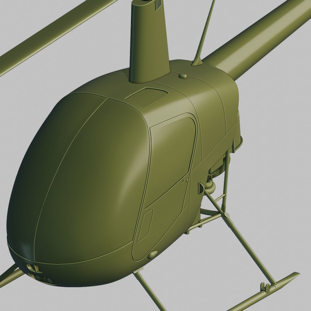 Robinson R22 ready for 3D printing - Hight Detailed 3D print model_6