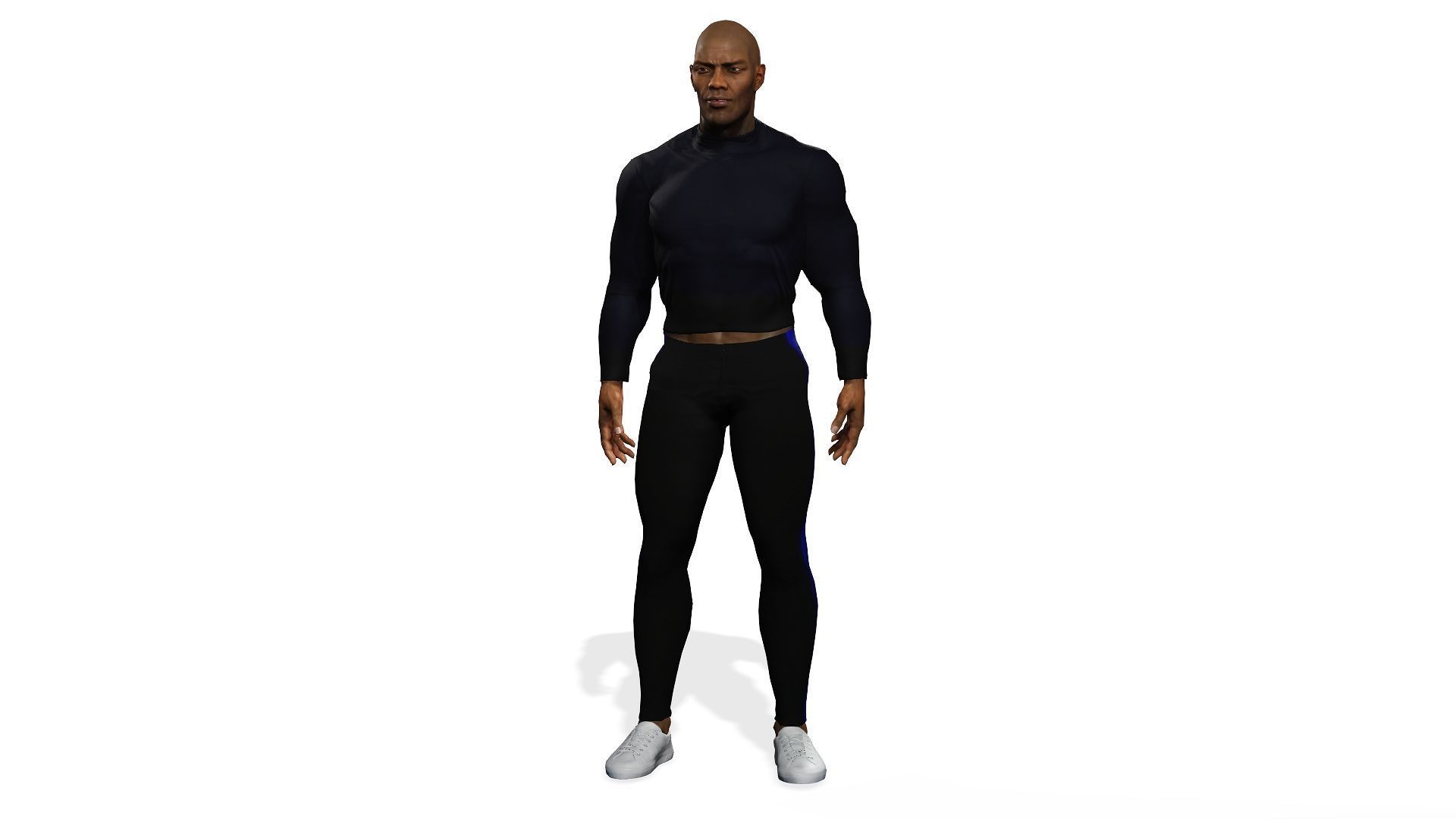 Gym Bro - Muscular man fitness crossfit Rigged and blenshapes Low-poly 3D model_5