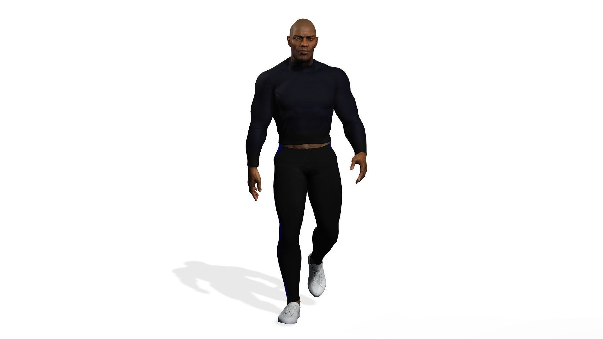 Gym Bro - Muscular man fitness crossfit Rigged and blenshapes Low-poly 3D model_3