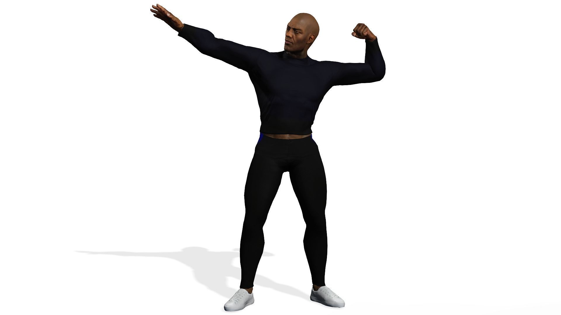 Gym Bro - Muscular man fitness crossfit Rigged and blenshapes Low-poly 3D model_4