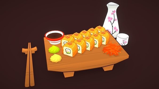 Food Toon Sushi Pack 3D model 2