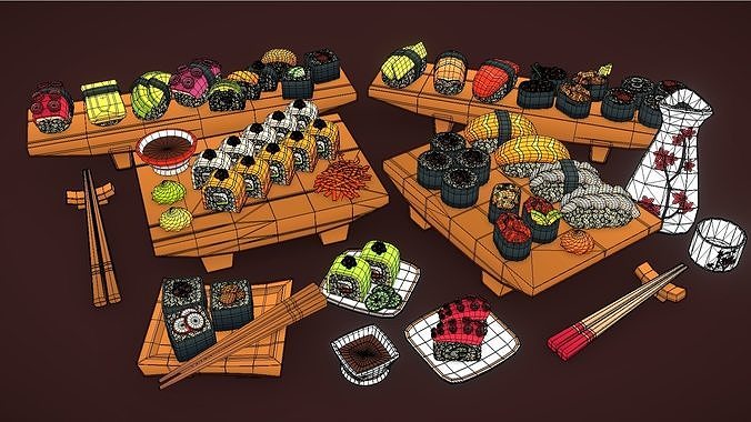 Food Toon Sushi Pack 3D model 3