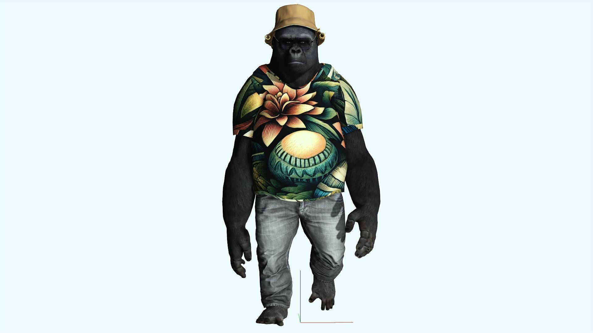 Gorilla Clothed Rigged and Blendshapes Low-poly 3D model_2