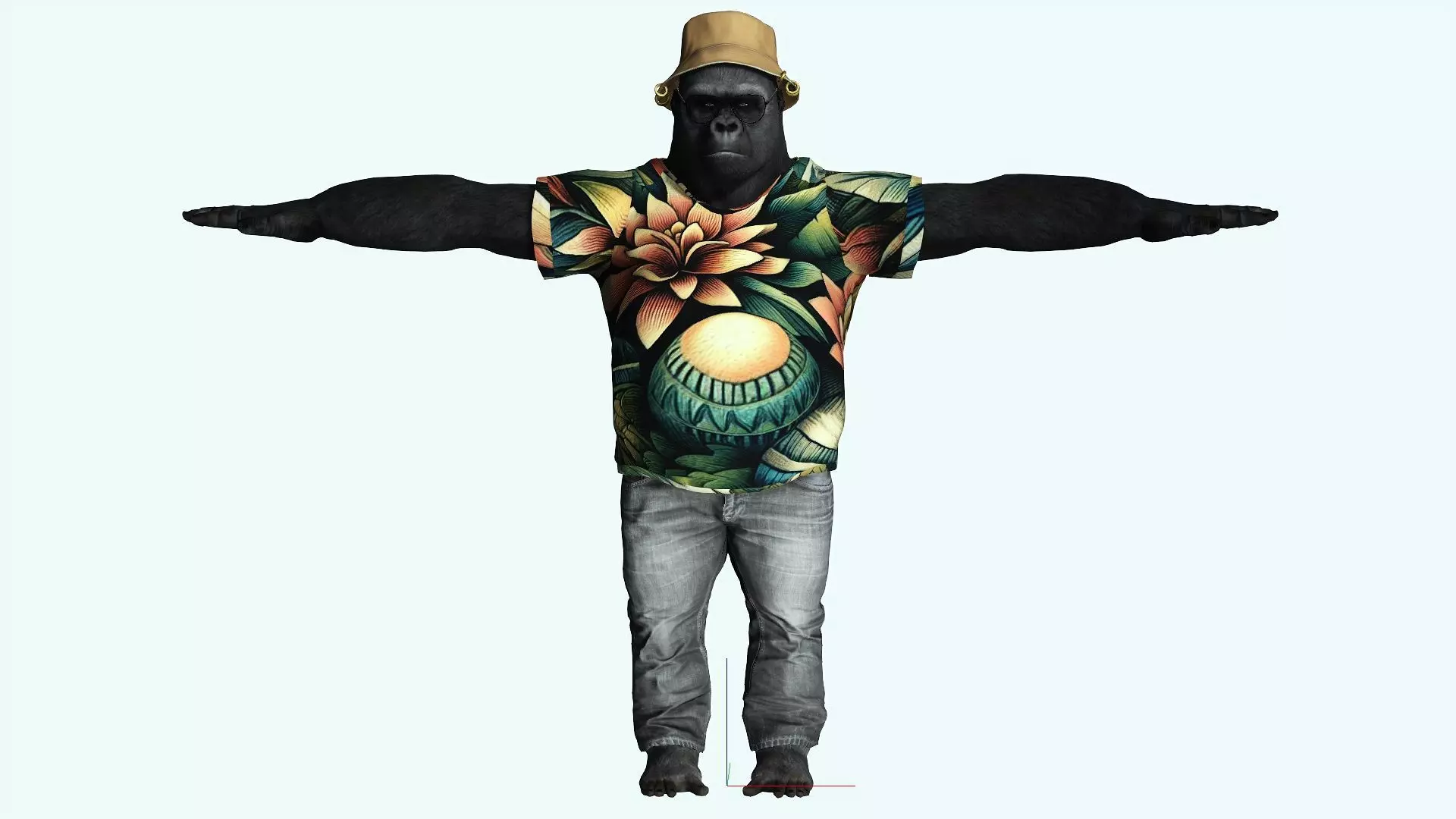 Gorilla Clothed Rigged and Blendshapes Low-poly 3D model_0
