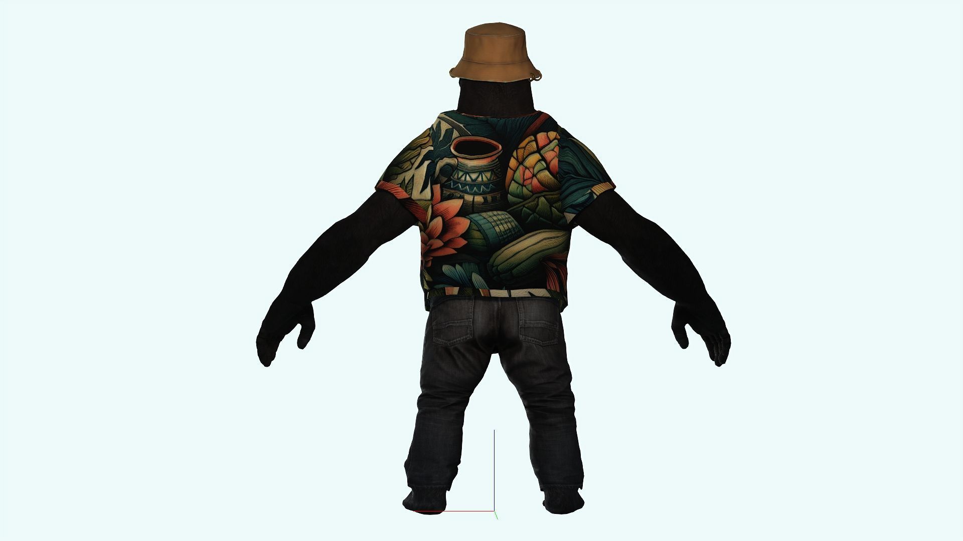 Gorilla Clothed Rigged and Blendshapes Low-poly 3D model_5