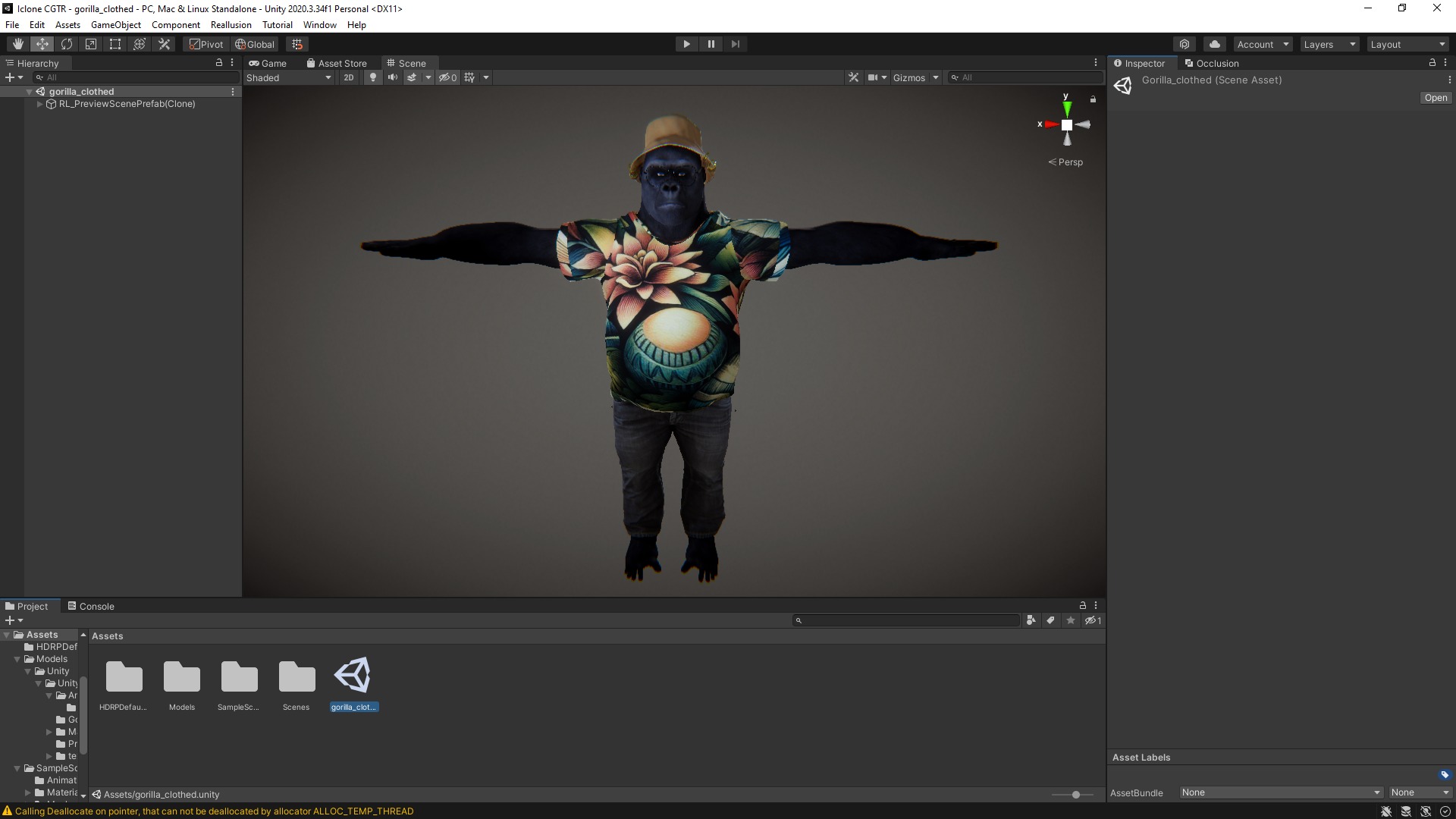 Gorilla Clothed Rigged and Blendshapes Low-poly 3D model_8
