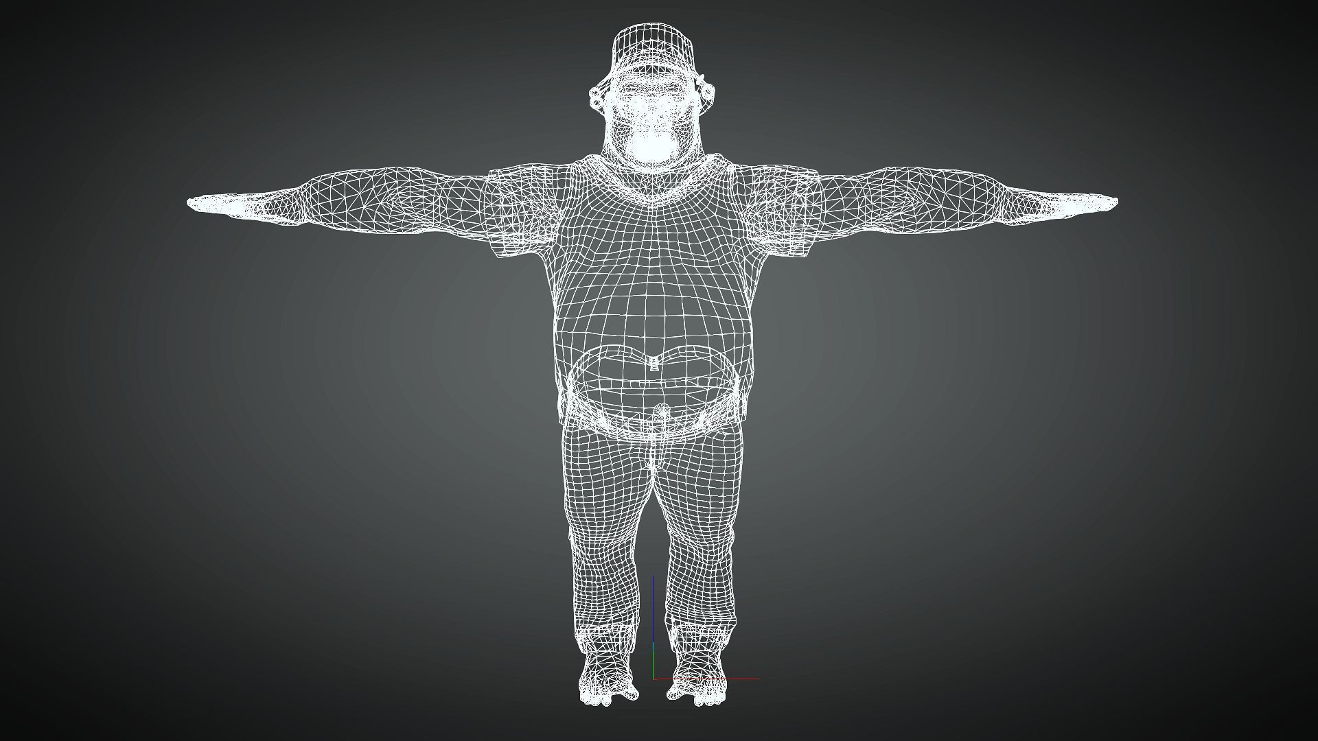 Gorilla Clothed Rigged and Blendshapes Low-poly 3D model_6
