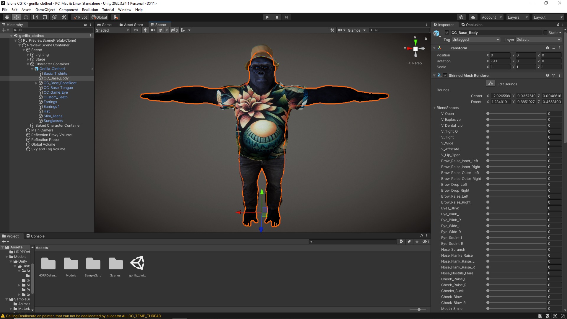 Gorilla Clothed Rigged and Blendshapes Low-poly 3D model_7