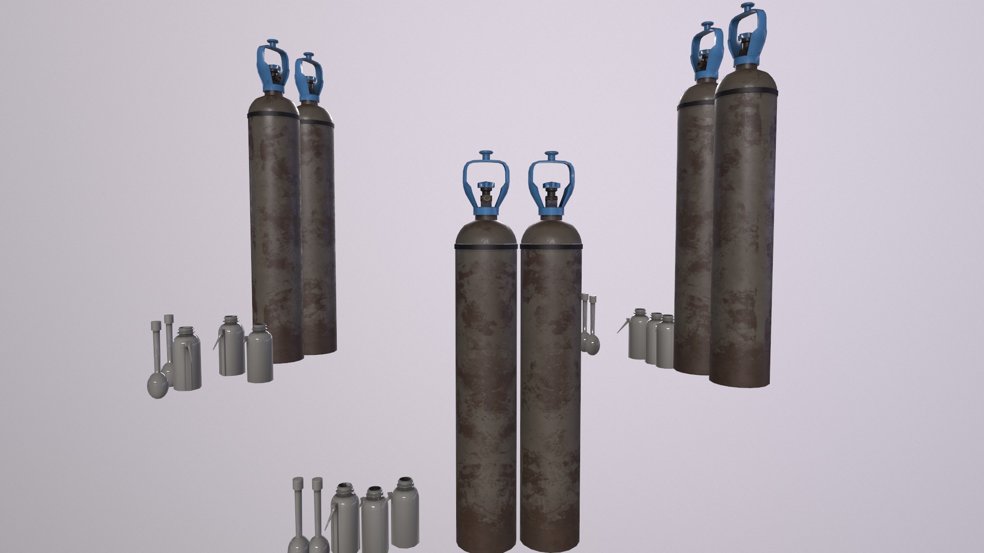 GasBottle gasbottle with two bottles Low-poly 3D model_3