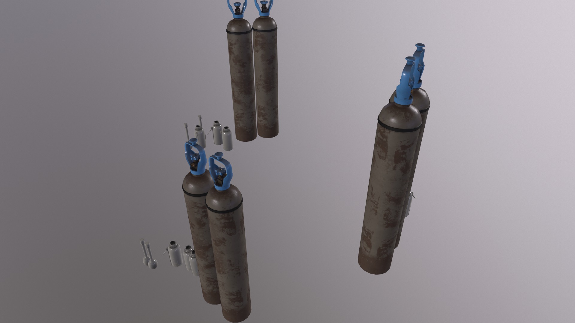 GasBottle gasbottle with two bottles Low-poly 3D model_2