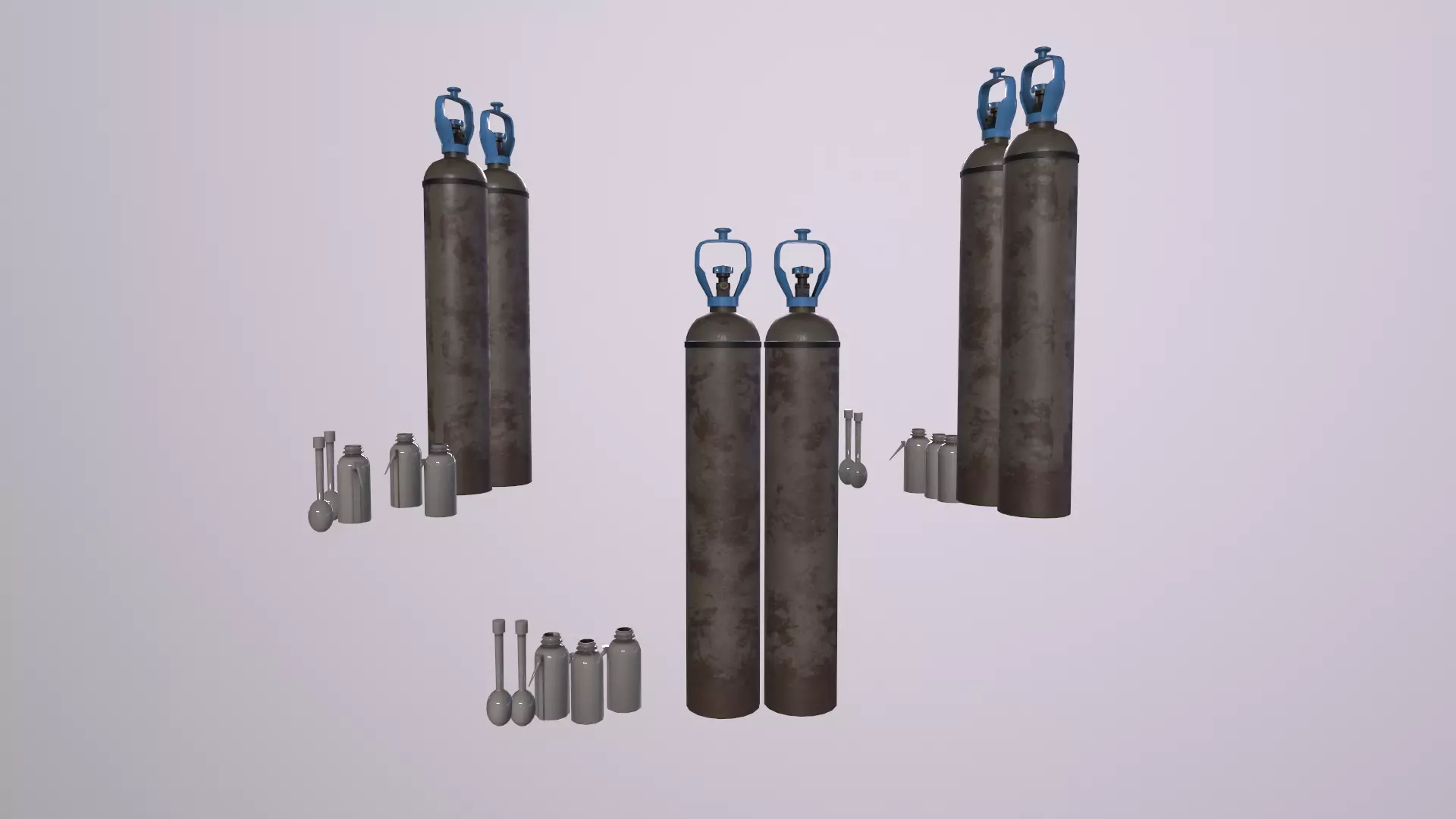 GasBottle gasbottle with two bottles Low-poly 3D model_0