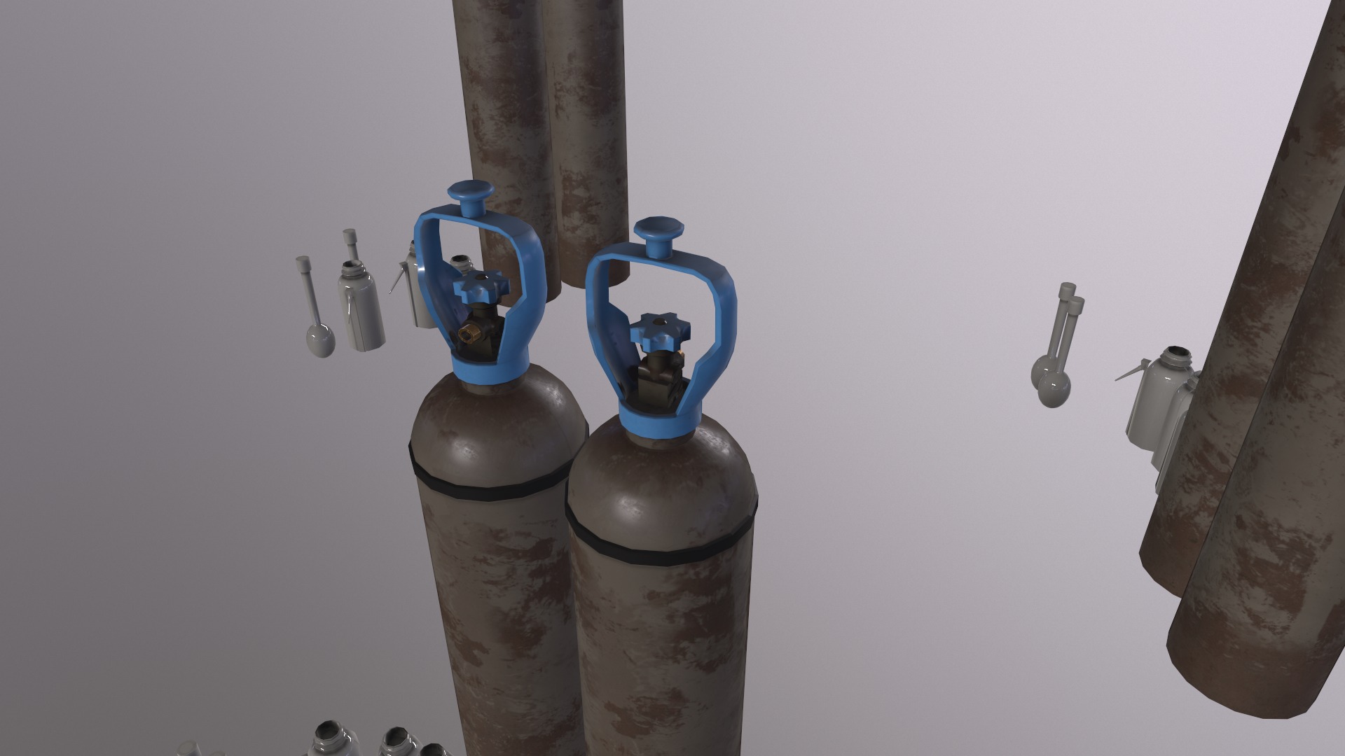 GasBottle gasbottle with two bottles Low-poly 3D model_4