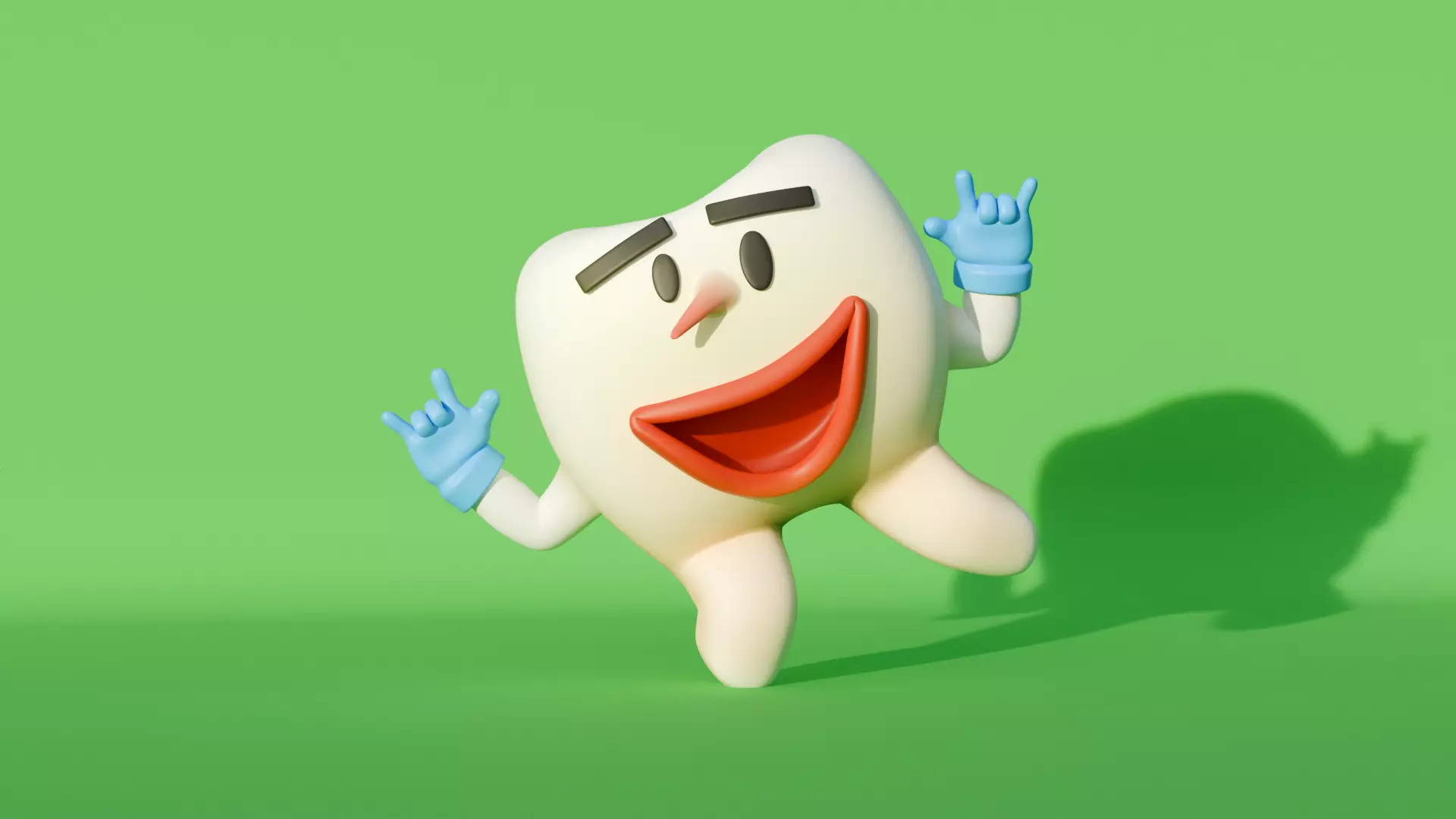 Tooth 3d cartoon character with rig Free 3D model_0