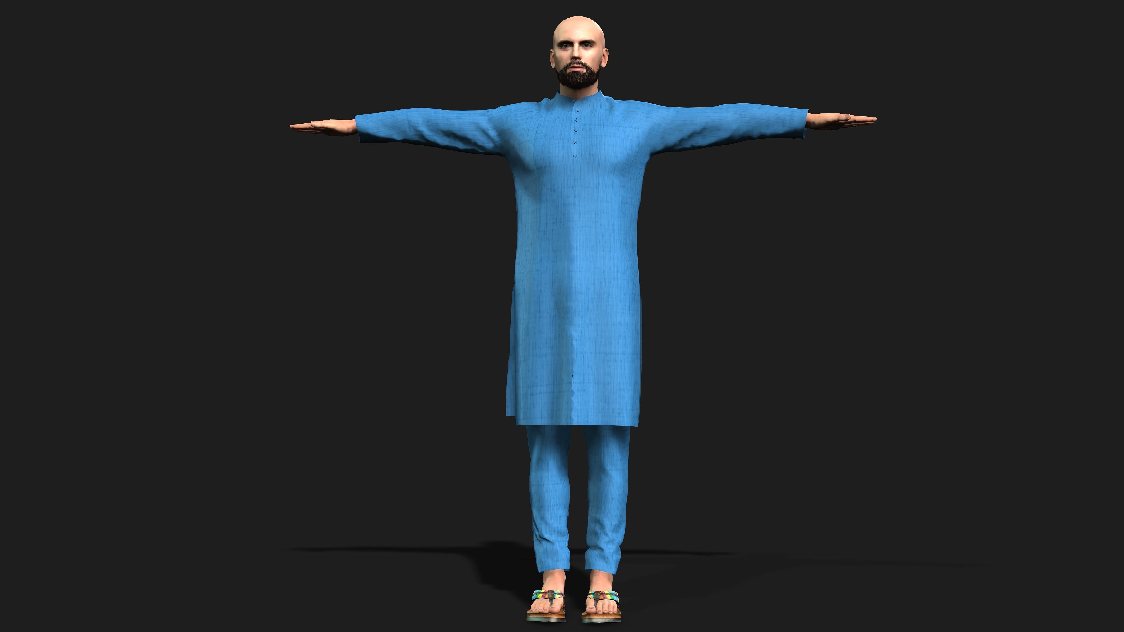 man in shalwarkameez  3D model_4