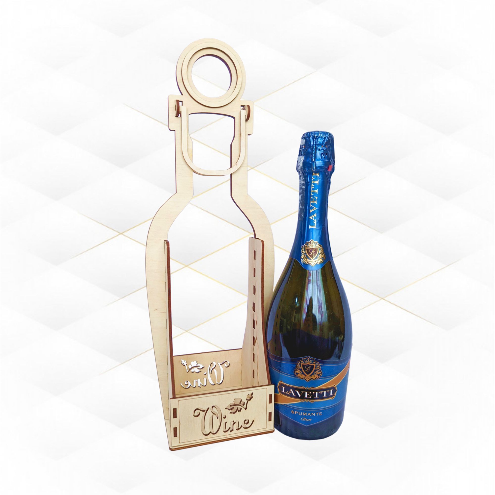 Gift wine bottle box laser cutting design 3D print model_2