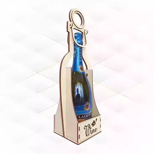 Gift wine bottle box laser cutting design 3D print model