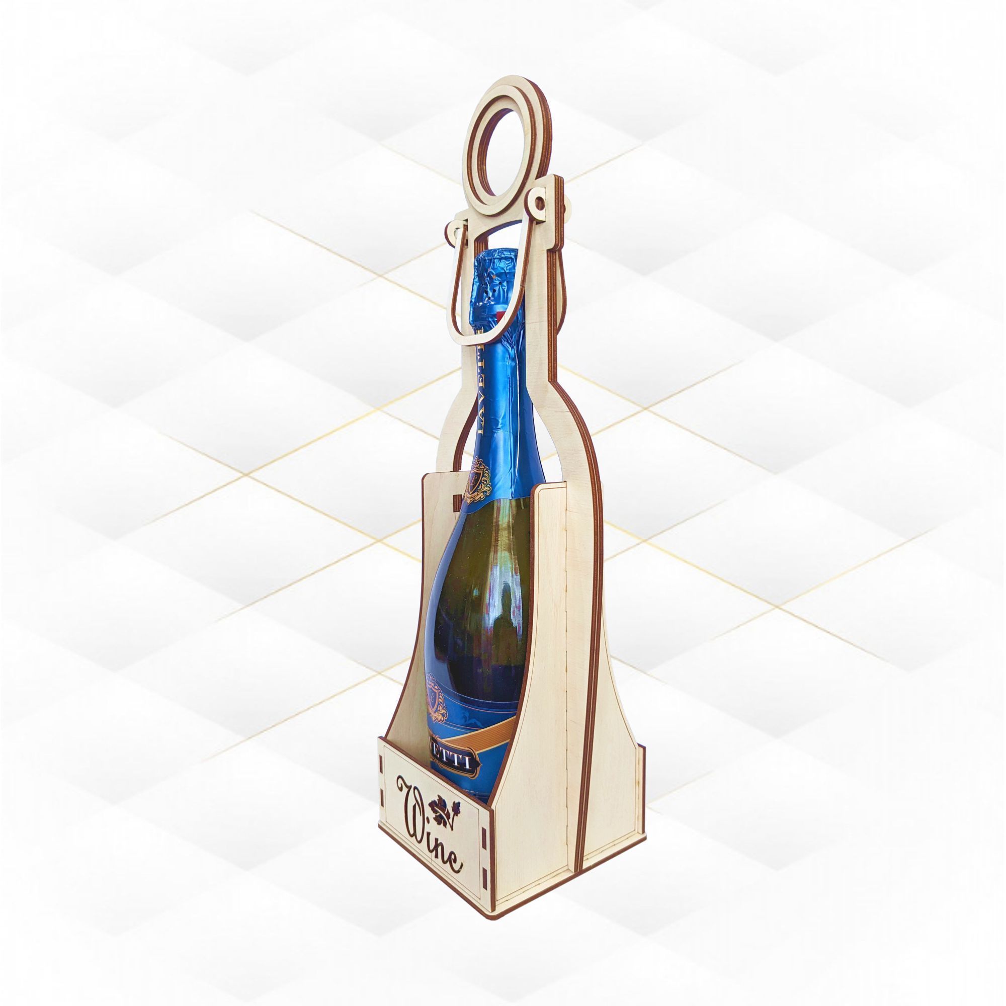 Gift wine bottle box laser cutting design 3D print model_1