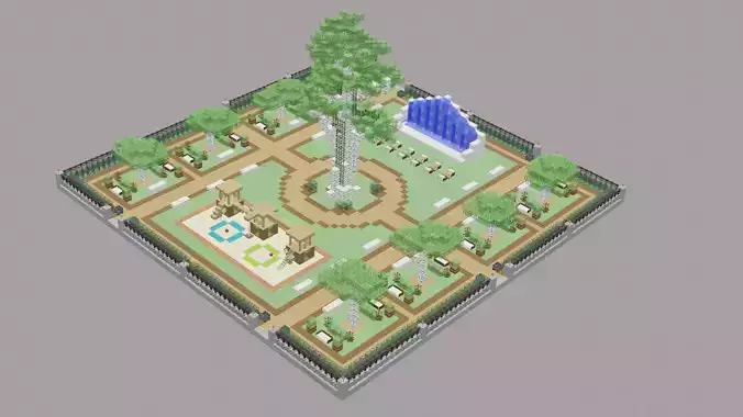 Minecraft Park  Low-poly 3D model