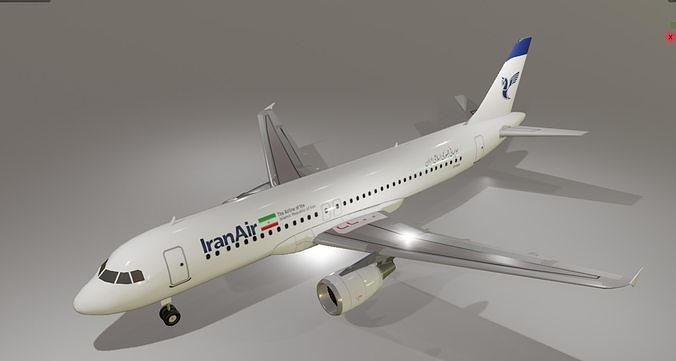 Iran air airbus a320-214 low poly 3D Model  Low-poly 3D model