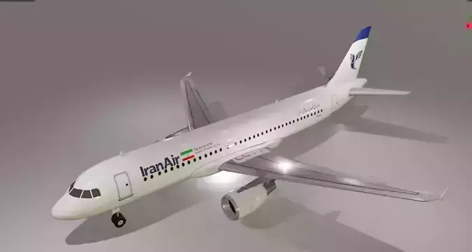 Iran air airbus a320-214 low poly 3D Model  Low-poly 3D model