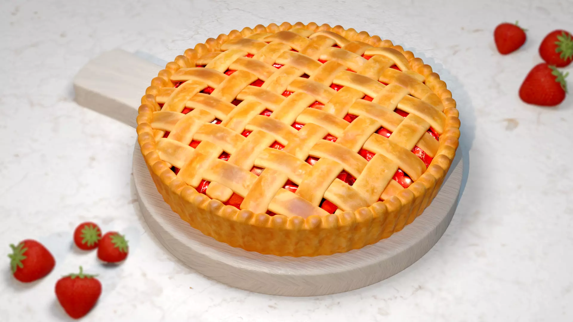 3D Model of Strawberry Pie 3D model_0