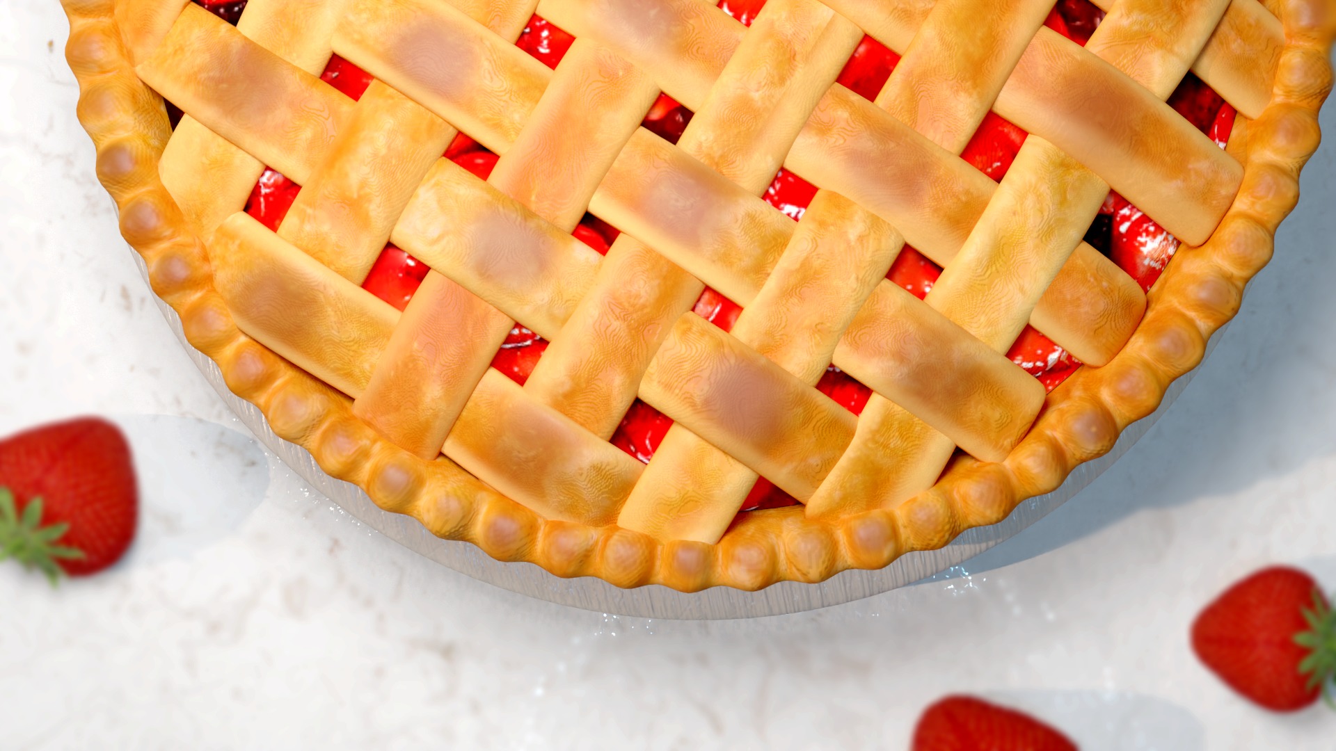 3D Model of Strawberry Pie 3D model_5